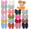 Oaoleer 40Pcs 3.5Inch Hair Bows For Toddler Girls - Linen Neutral Pigtail Bows Double Bun Ponytail Bows Alligator Clips Hair Bar
