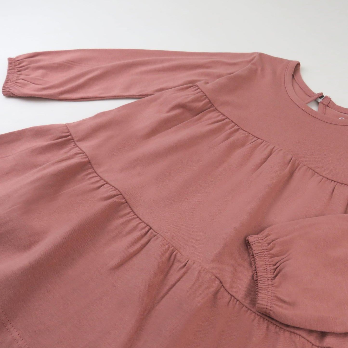 Honestbaby Long Sleeve Tiered Dress,Girl,Ash Rose,3T