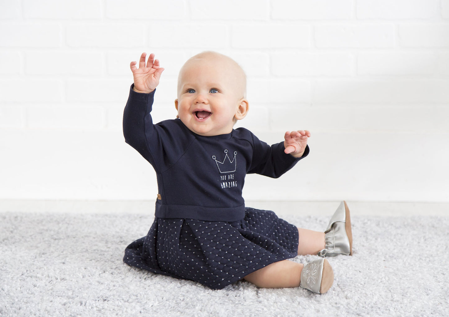 Robeez Baby Girls' Quilted Dress & Diaper Cover, Navy, 3 Months