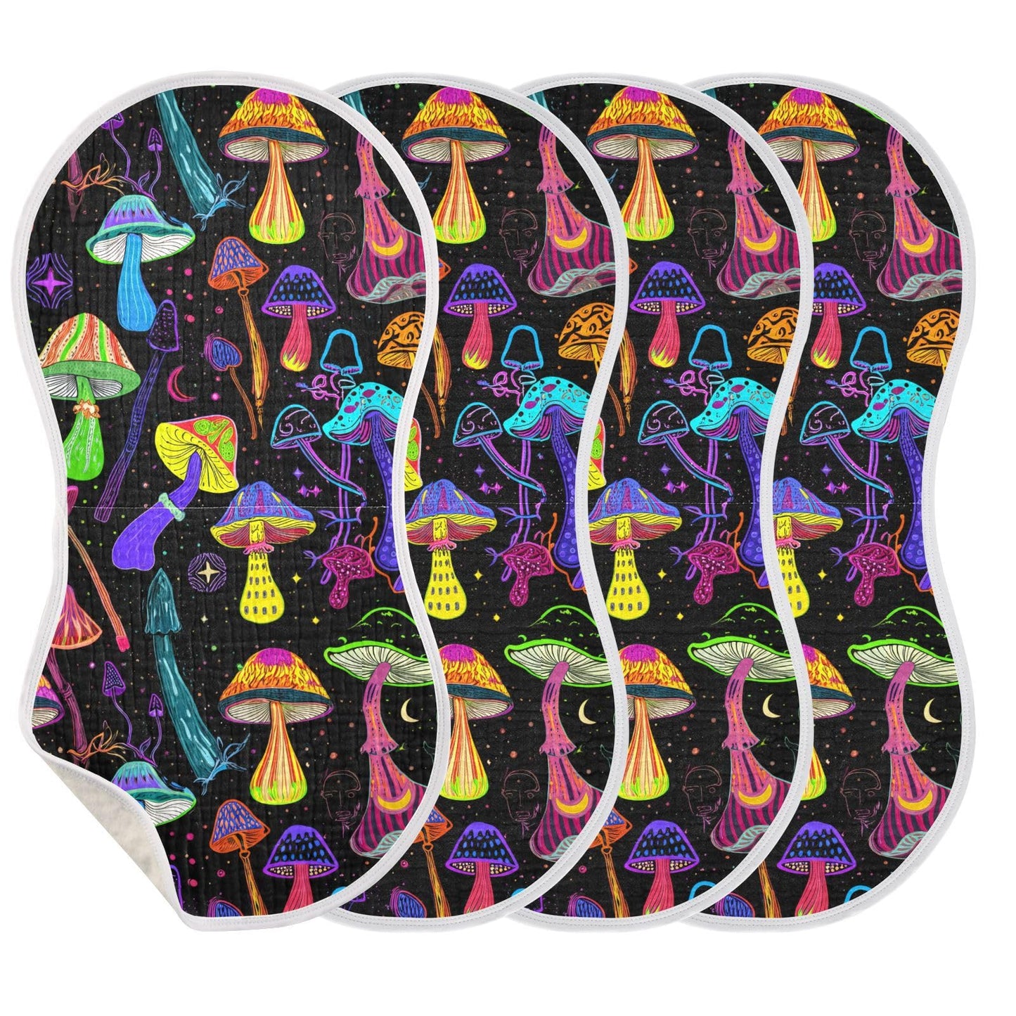 J JOYSAY Mushroom Stars Dark Baby Burp Cloths for Boys Girls Large 22x11 Cotton 4 Layer Burping Cloths for Babies Unisex one