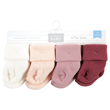 Hudson Baby Unisex Baby Cotton Rich Newborn And Terry Socks, Solid Blush Pink, 6-12 Months