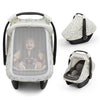 Blissful Diary Baby Car Seat Cover, Extra Large Mesh Window, Breathable Muslin Cotton, Infant Windproof Canopy - Botanical Leaf