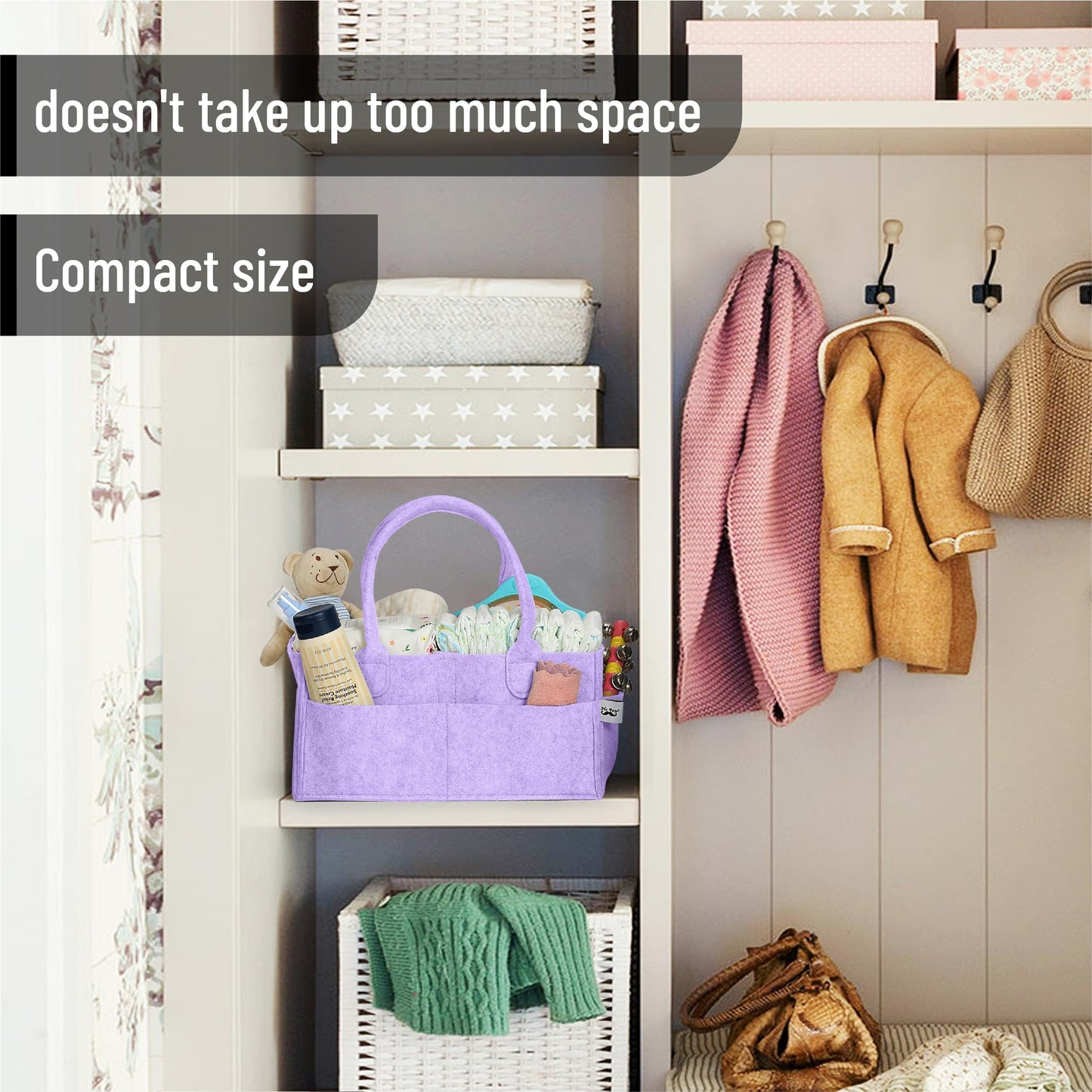 Mr. Pen- Baby Diaper Caddy Organizer, Orchid Mist, Baby Caddy Organizer With Handle, Compact Size, Collapsible & Portable