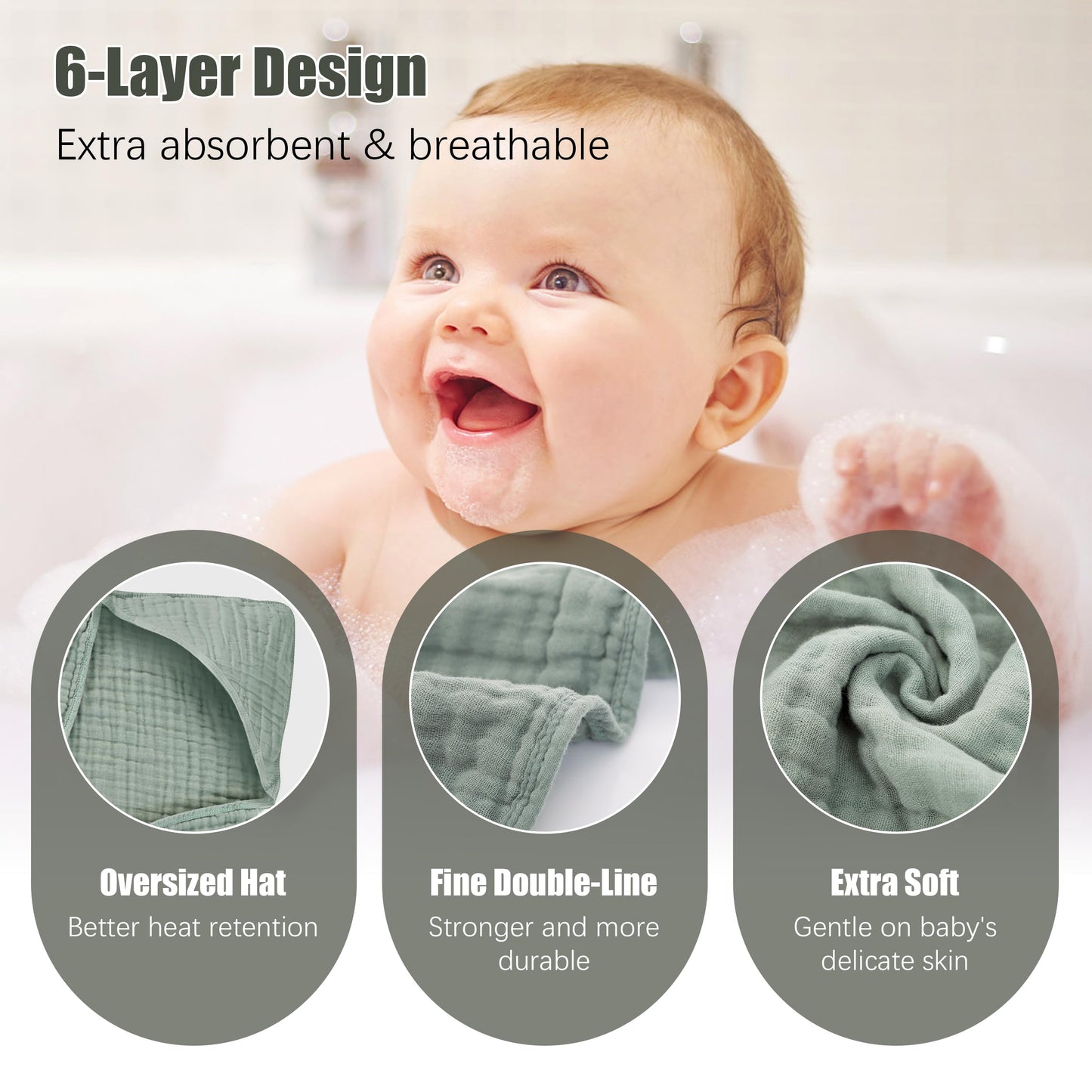 Spotted Play 2 Pack Hooded Baby Towels - 100% Muslin Cotton For Newborns, Infants, Toddlers - Large 32X32Inch Size - Highly Abso