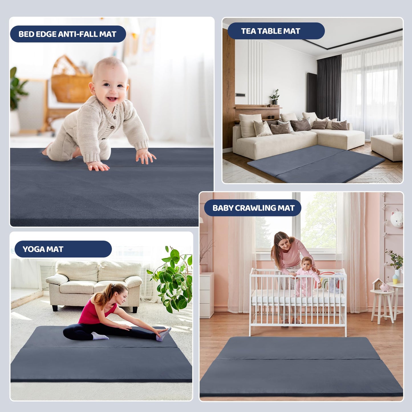Hombys 59X71 Fodable Memory Foam Play Mat For Playpen,Thick 1' Thick Baby Play Mat For Floor,Padded Play Mat With Non-Slip Back