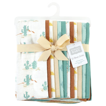 Hudson Baby Unisex Baby Cotton Flannel Burp Cloths Bundle, Desert Cactus, One Size