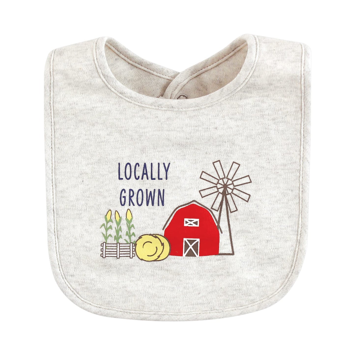 Hudson Baby Unisex Baby Cotton Bibs, Green Farm Animals, One Size