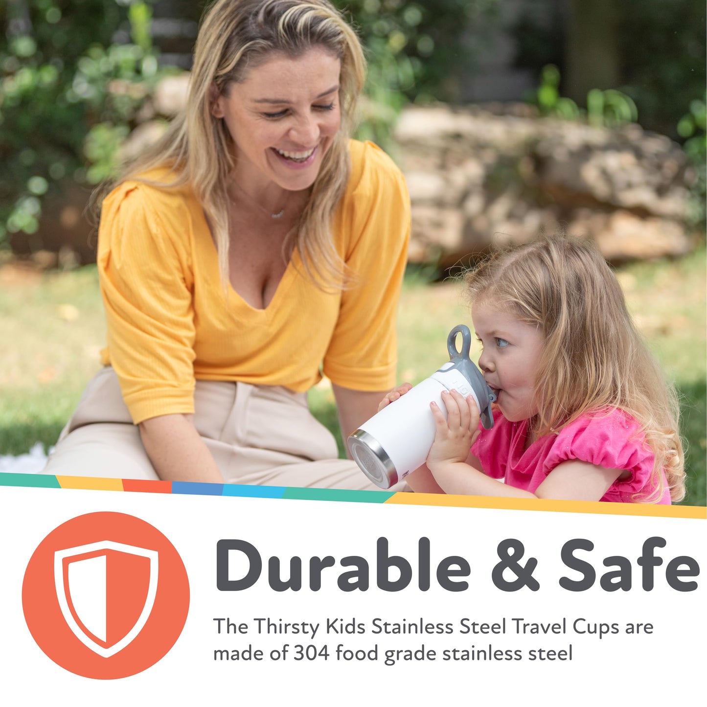 Nuby Thirsty Kids No Spill Flip-It Reflex Stainless Steel Travel Cup Or Water Bottle - 10 Oz - 18+ Months - Aqua Mint