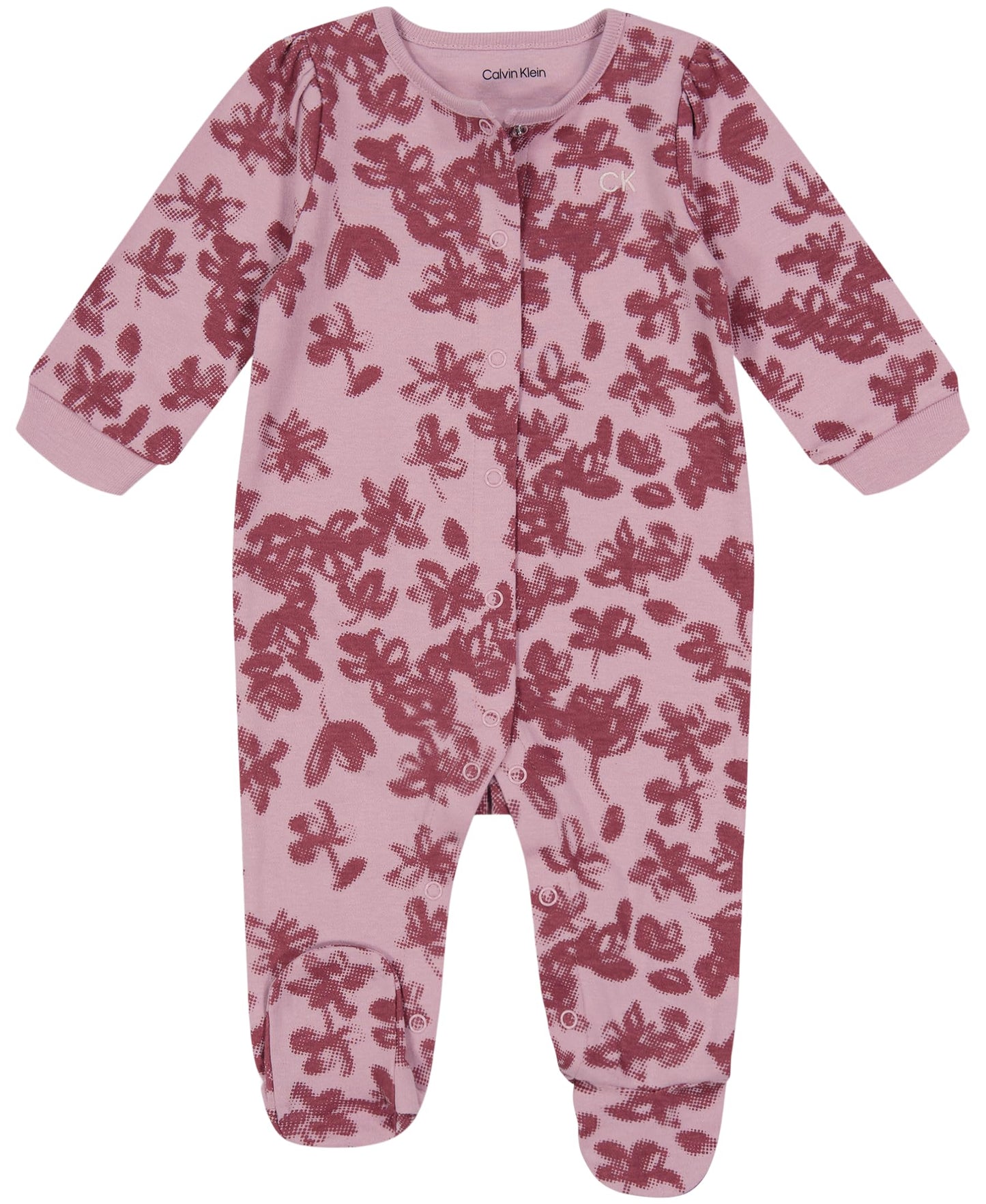 Calvin Klein Baby Girls Footed Coverall, Everyday Casual Wear, Ultra-Soft & Comfortable Fit, Heavenly Pink/Egret