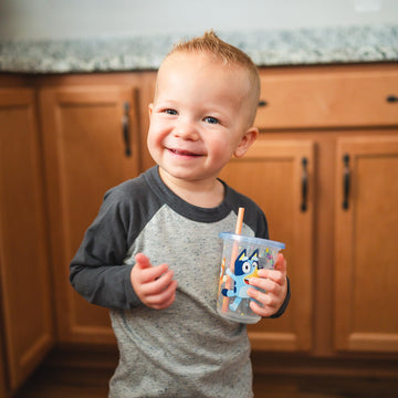 The First Years Bluey Take & Toss Toddler Straw Cups - Spill Proof Toddler Sippy Cups With Snap On Lids And Straws - Bluey Gifts