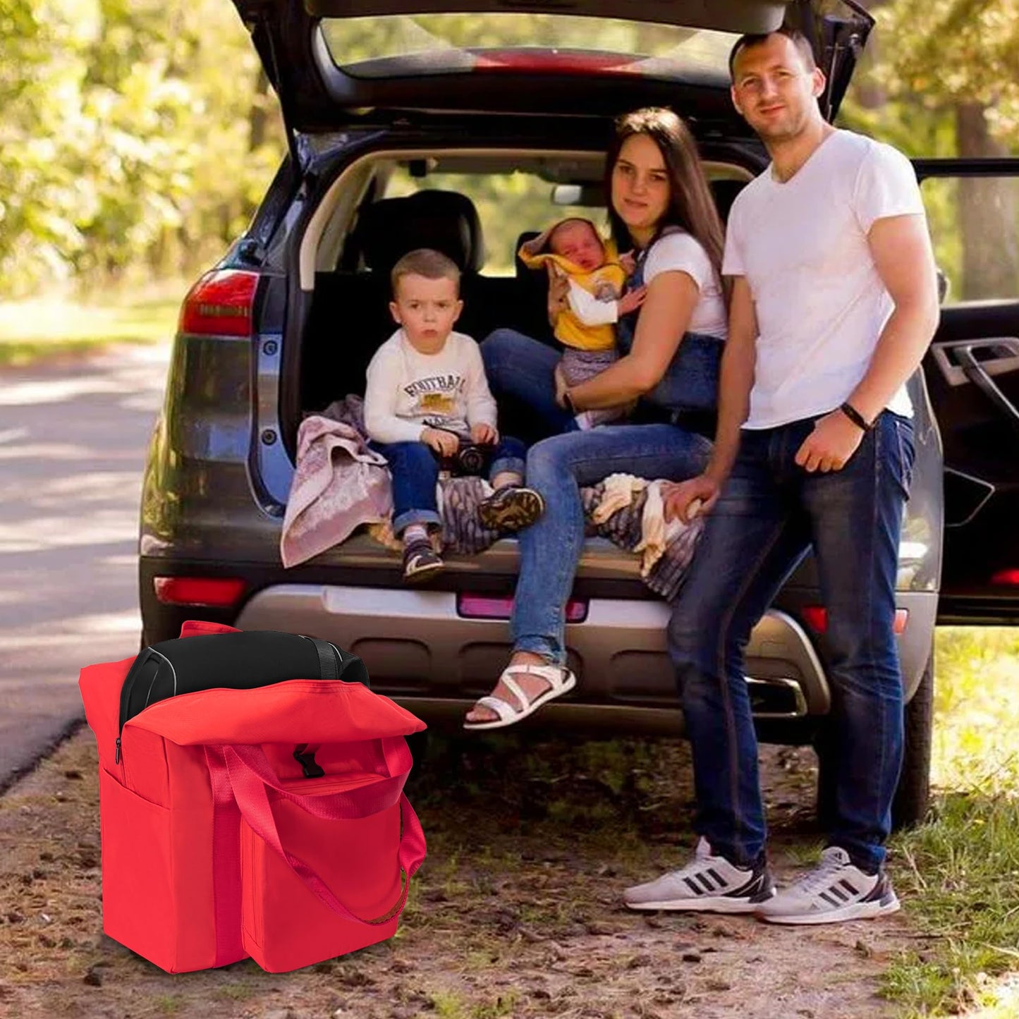 Toribio Backless Booster Car Seat Travel Bag, For Gb Pockit, Tote Bag Strollers Bags For Airplane Gate Check, Red