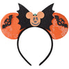 Eisyaa Halloween Minnie Ears Bow Headbands, Sequin Mickey Ears Halloween Bat Headband Glitter Party Princess Decoration Cosplay