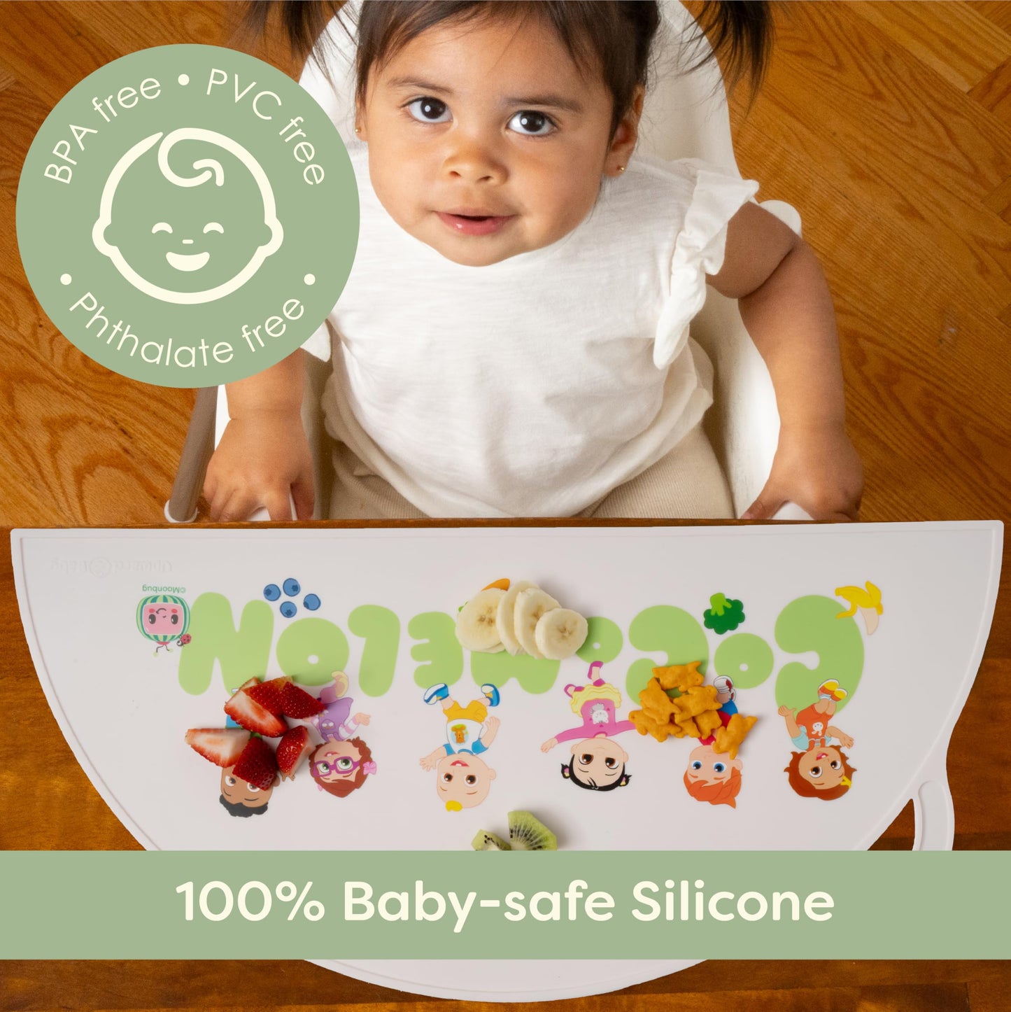 Cocomelon Silicone Placemats For Toddlers - Non Slip Placemats For Kids, Reusable Portable Kids Placemat For Dining Table, Baby