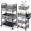 Orzbow Baby Caddy Cart Organizer, 4 Tier Baby Rolling Storage Cart with Drawer, Easy To Assemble, Detachable Infant Nursery Stor