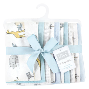 Hudson Baby Unisex Baby Cotton Flannel Burp Cloths 10-Pack, Boy Safari World, One Size