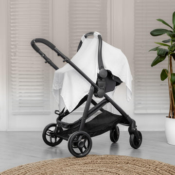 Muslin Cotton Baby Car Seat Cover, Universal Fit Carseat Canopy Covers For Babies, Girls And Boys By Comfy Cubs (White)