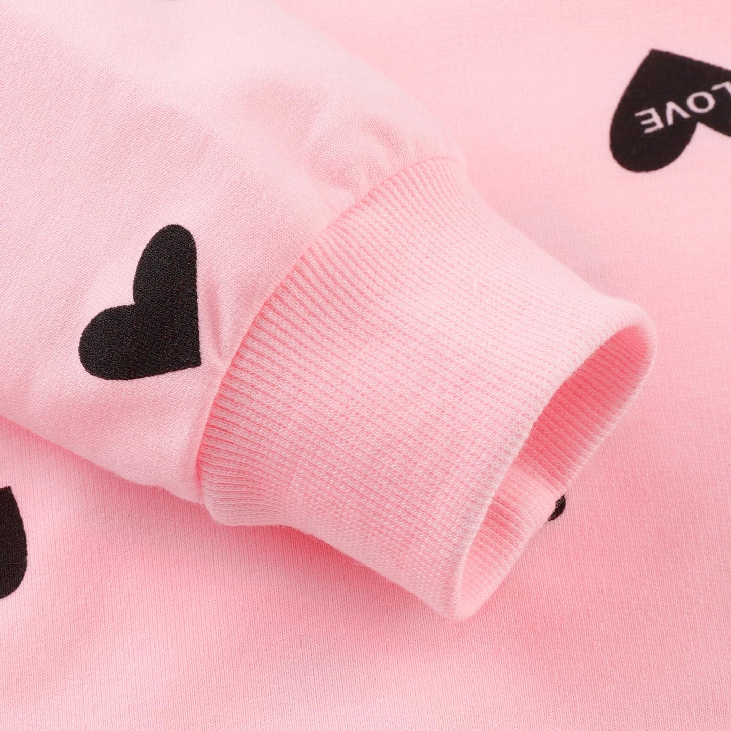 Retsugo Girl Heart Clothes Little Girls Outfits Toddler Long Sleeve Heart Sweatshirt Pink Shirts Top And Leggings Kids Clothing