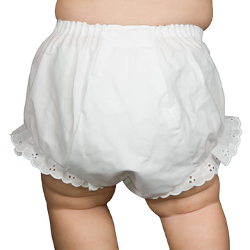 I.C. Collections Baby Girls White Smaller Diaper Cover Baby Girl Bloomers- Laced Bloomers For Under Dress- Baby Bloomers (M)