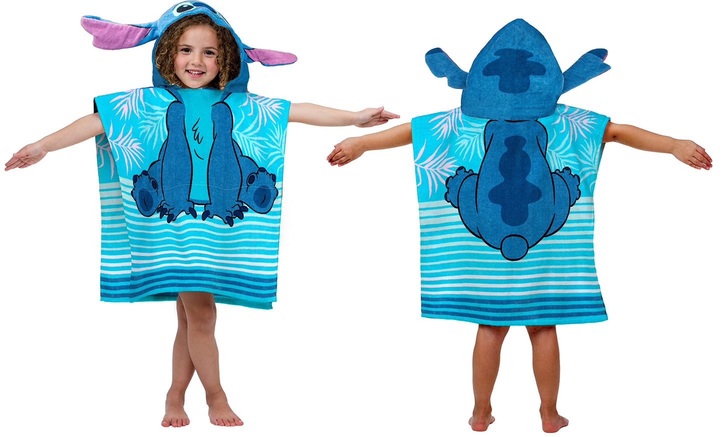 Jay Franco Disney Lilo & Stitch Kids Bath/Pool/Beach Hooded Poncho - Super Soft & Absorbent Cotton Towel, Measures 22 X 22 Inche