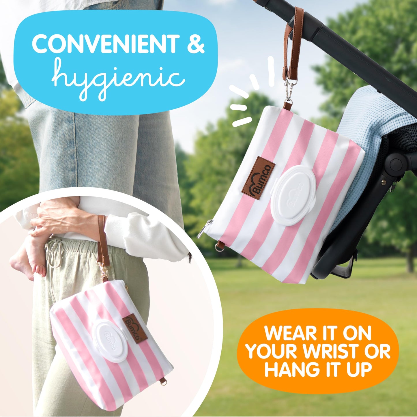 Bumco Diaper Clutch Bag And Mini Cream Spatula - Baby Travel Essentials, Small Bag With Wipes Dispenser, Bpa-Free Butt Spatula,