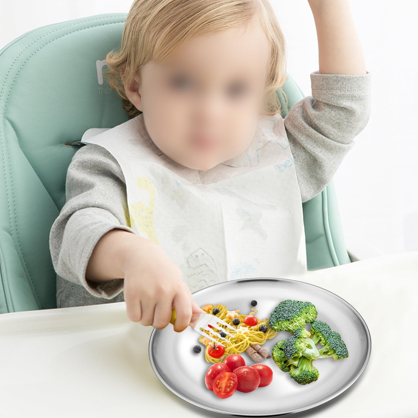 Haware 18/8 Stainless Steel Plates, 6-Piece Metal 304 Dinner Dishes For Kids Children Toddlers, 9 Inch Feeding Serving Camping P