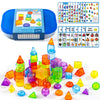 Odoorgames 60 Pcs 3D Shapes for Teaching - Light Table Manipulatives - Geometric Shapes for Classroom