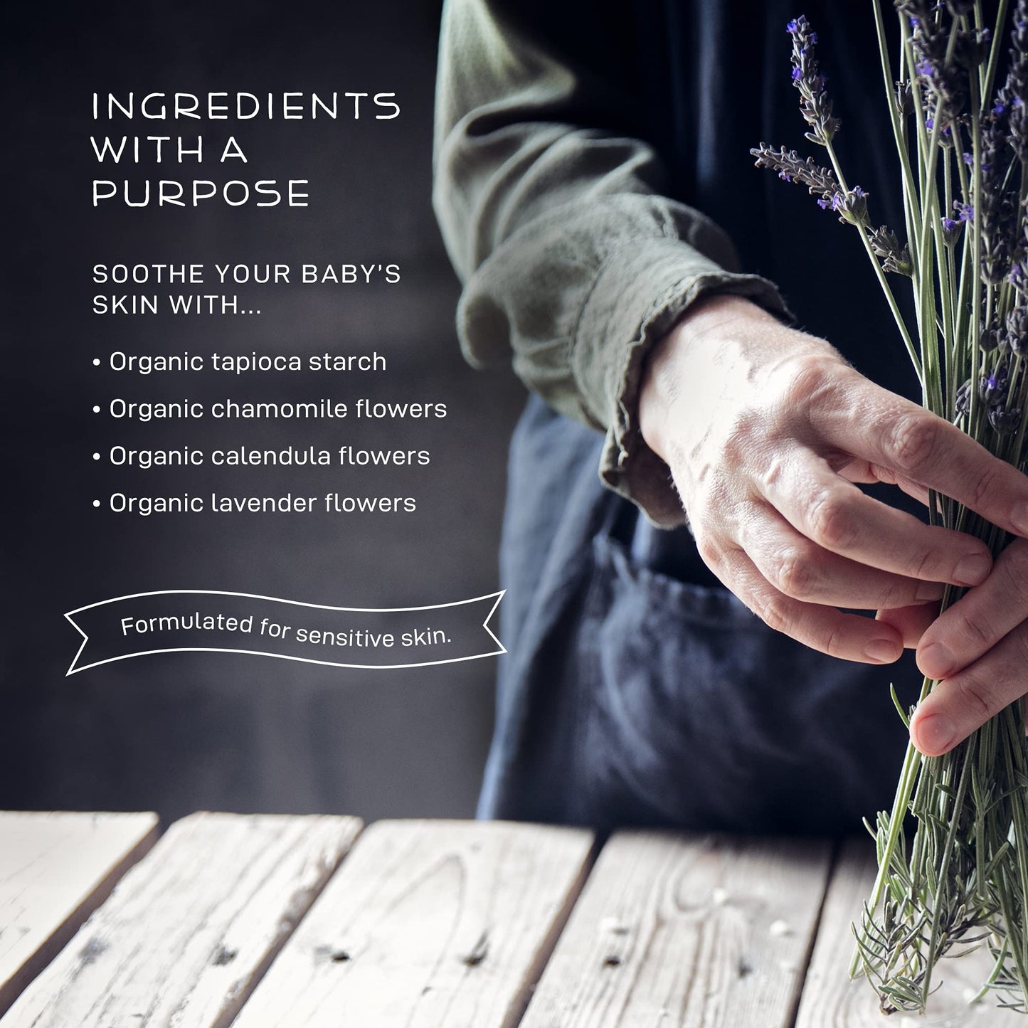 Farmstead Apothecary 100% Natural Baby Powder (Talc-Free) With Organic Tapioca Starch, Organic Chamomile Flowers, Organic Calend