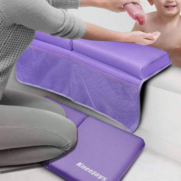 Kneejoys Bath Kneeler And Elbow Rest Pad For Baby - Memory Foam Kneeling Mat For Tub And Bath Toy Organizer