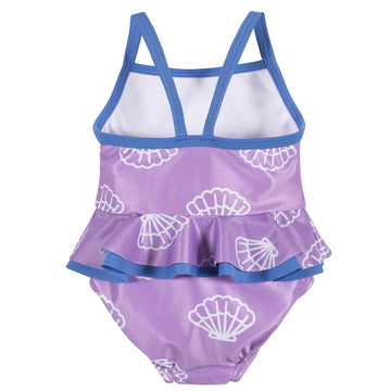 Gerber Girls' One-Piece Swimsuit, Purple Floral Shell, 3-6 Months
