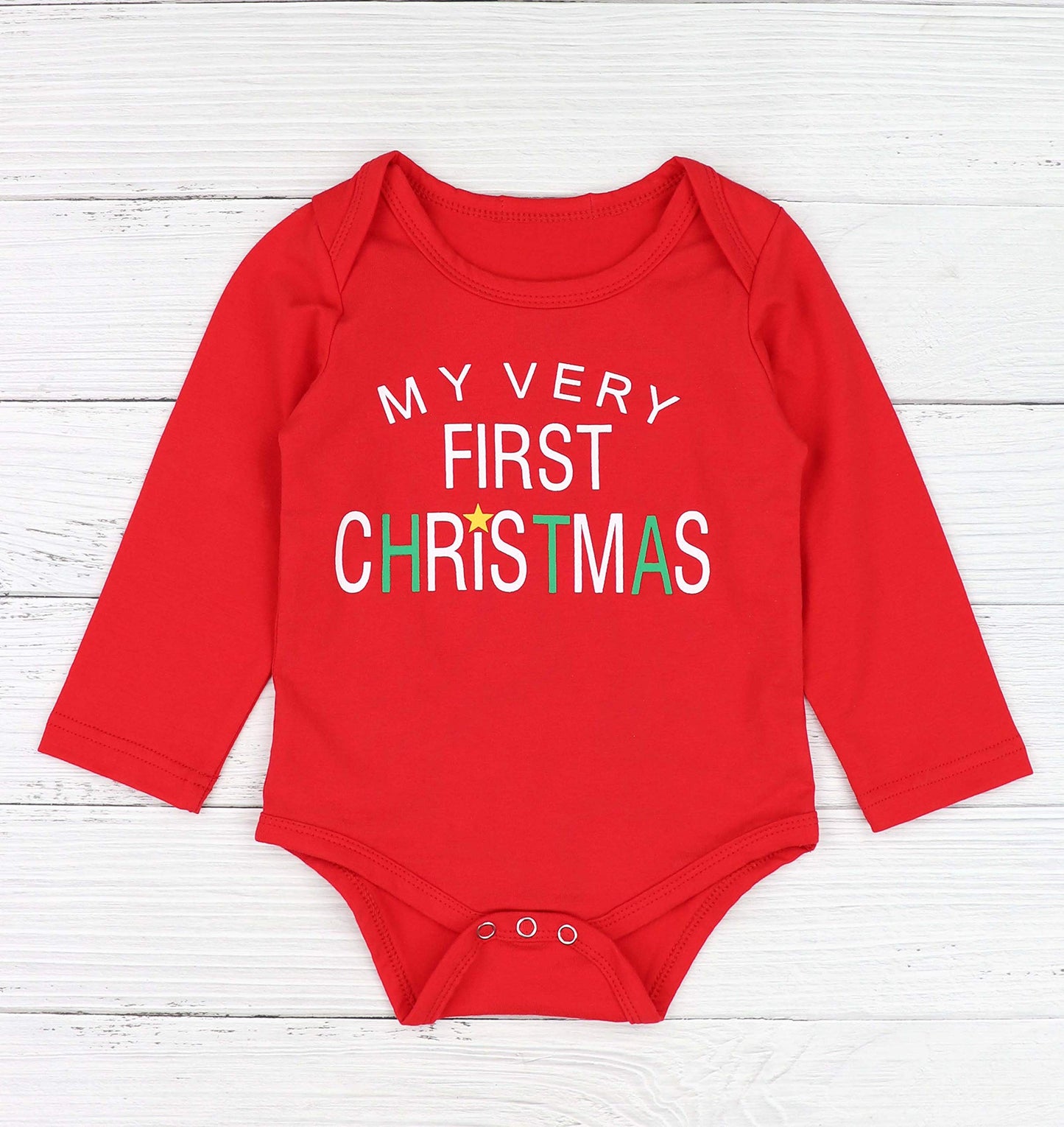 Agapeng Christmas Outfits Baby Girls Boys My First Christmas Rompers Onesie + Stripe Deer Print Pants + Christmas Hat 6-9Months