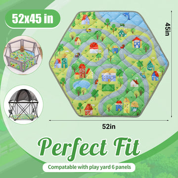 Hombys Hexagon Playpen Mat, 52X45 Thicken Soft Playpen Mat Fits Hexagon Portable Play Yard & Playpen, Washable Baby Play Mat Non