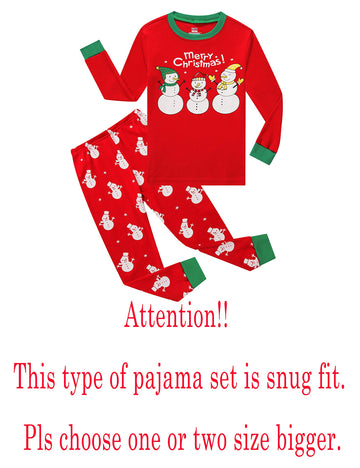 Kikizye Little Girls Boys Long Sleeve Christmas Pajamas Sets 100% Cotton Snowman Pyjamas Toddler Kids Pjs Size 3T