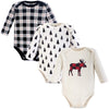 Hudson Baby Unisex Baby Cotton Long-Sleeve Bodysuits Moose 3-Pack, 0-3 Months