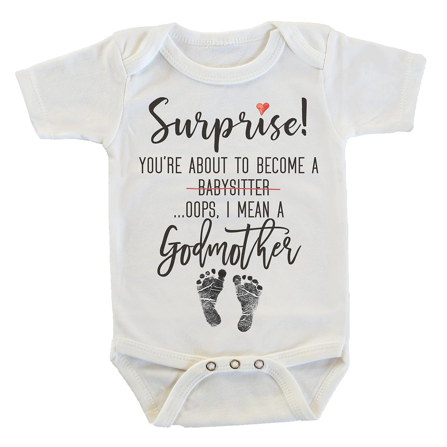Witty And Bitty Surprise You'Re About To Become A Babysitter Funny Pregnancy Reveal Announcement Gift Godmother Onesie/Bodysuit
