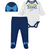 Nfl Baby Girls' 3Pc Bodysuit, Footed Pant, & Cap Set, Tennessee Titans, 3-6 Months