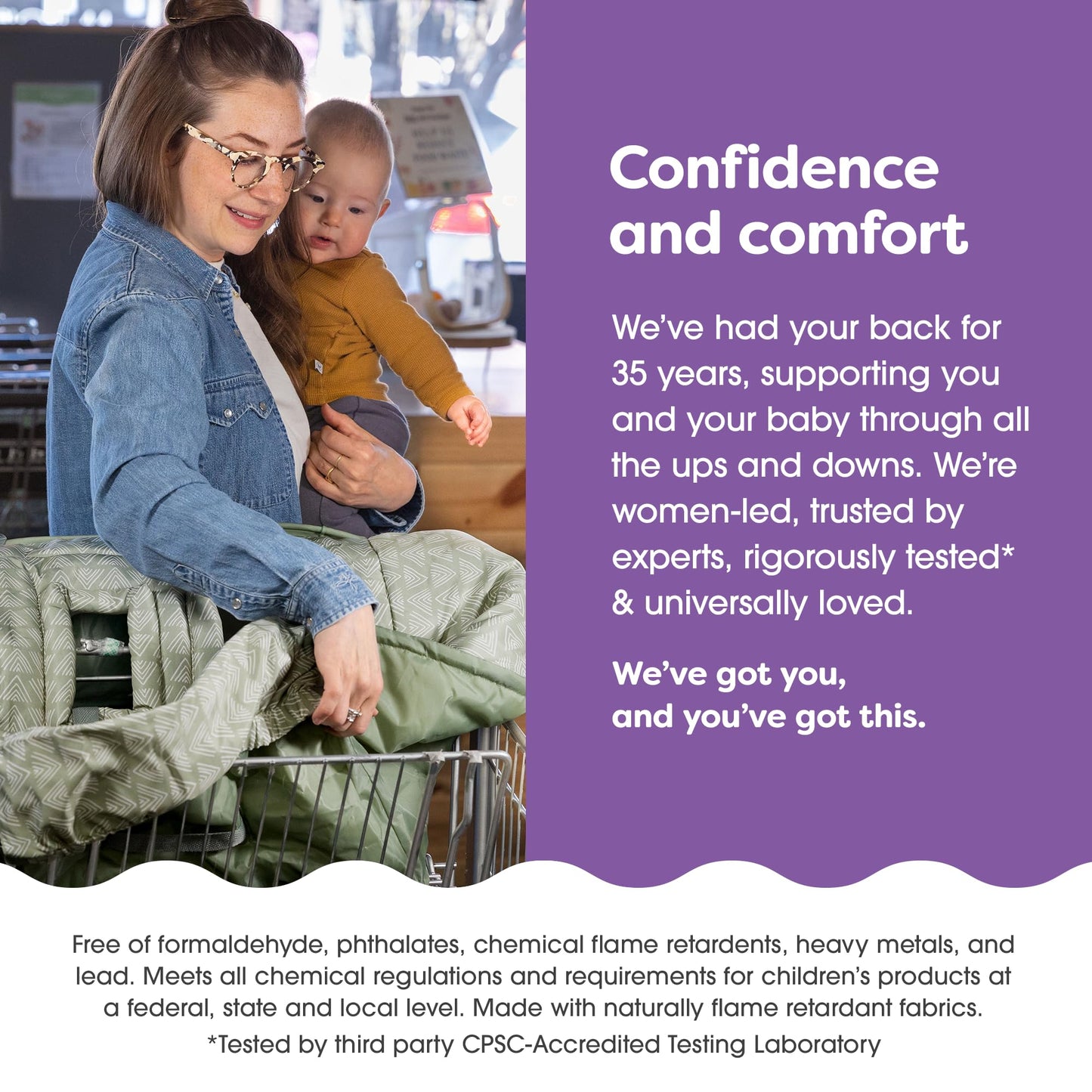 Boppy Shopping Cart Cover, Green Leaf, Cart Cover For Babies With Soft 360-Degree Coverage, Safety Harness, And Slideline Toy Te