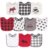 Hudson Baby Unisex Baby Cotton Bibs, Buffalo Plaid Moose, One Size