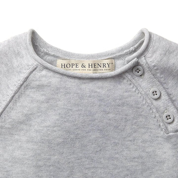 Hope & Henry Baby Raglan Sweater Romper Light Heather Grey