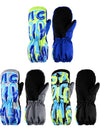 Geyoga 3 Pairs Kids Thicken Snow Mitten Winter Gloves Waterproof Warm Ski Mitten Toddler Boys Girls (Gray, Blue, Black,3-6 Years