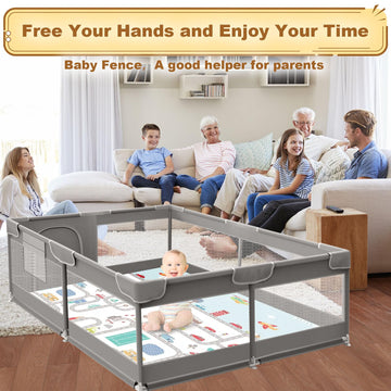 Xvishx Baby Playpen With Mat, 50 X 50 Inch Play Pen Playards, Playpen For Babies And Toddlers, Baby Playard For Indoor & Outdoor