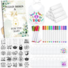 Panitay 100 Pcs Diy Baby Bibs Decorating Kit 50 White Bibs 25 Stencils 24 Fabric Markers 1 Baby Shower Game Sign(Leaf)