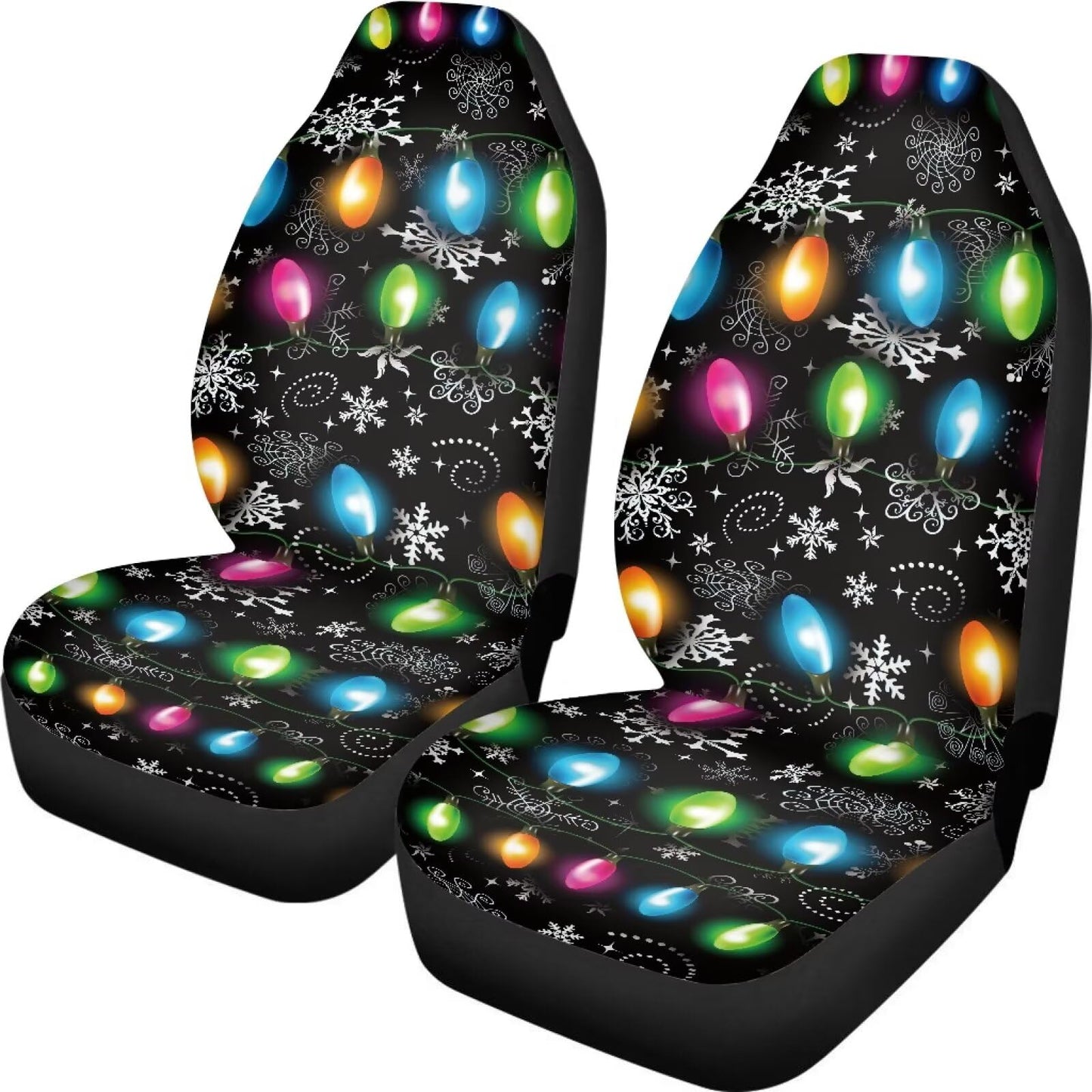 Whosucclay Christmas Lights Car Seat Covers, 2 Pieces Car Seat Protector for Women, Car Seat Protectors Car Seat Cushion Auto Tr