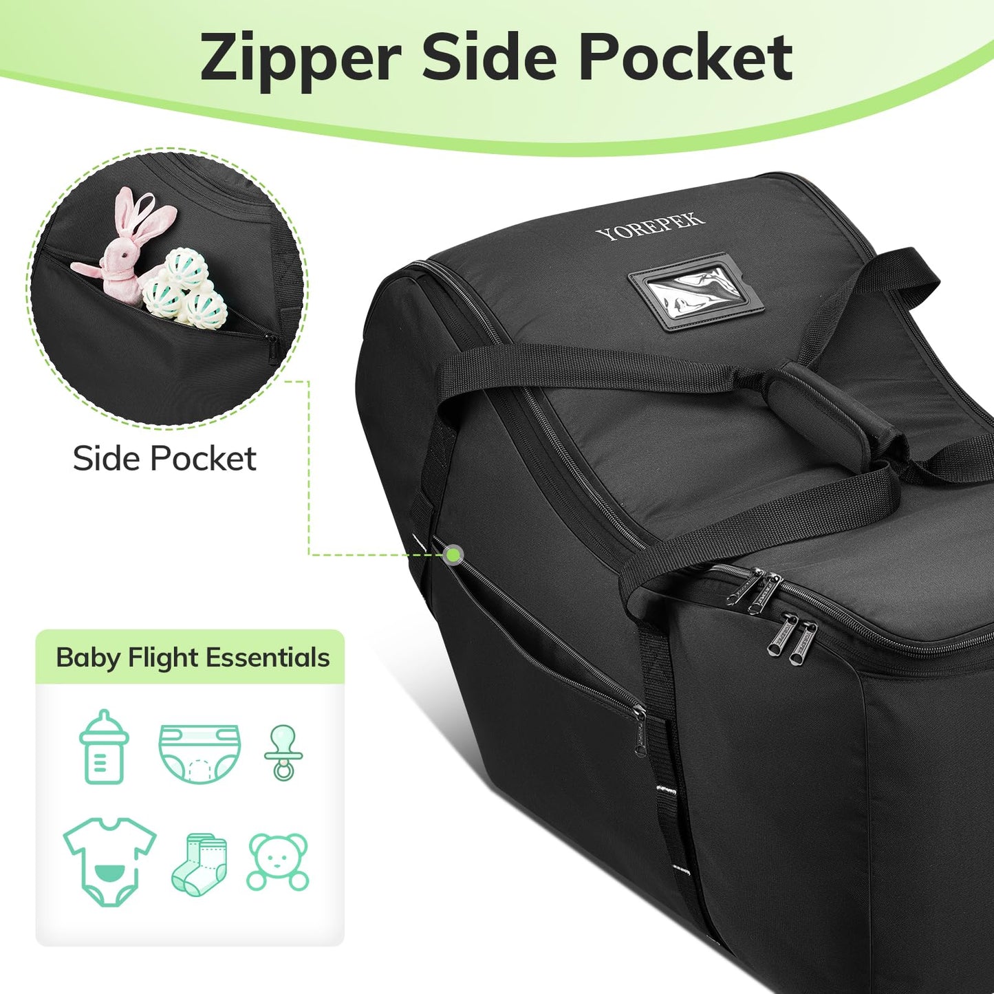 Yorepek Extendable Car Seat Travel Bag For Airplane, Fit For Doona,Nuna,Graco,Uppababy Infant Car Seat, Carseat Bags For Air Tra