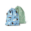 Esembly Ditty Bag Duo - Reusable Waterproof Wet Bags for Cloth Diapers, Swimsuits, Toiletries, and Snacks, Set of 2 - Bunnies +