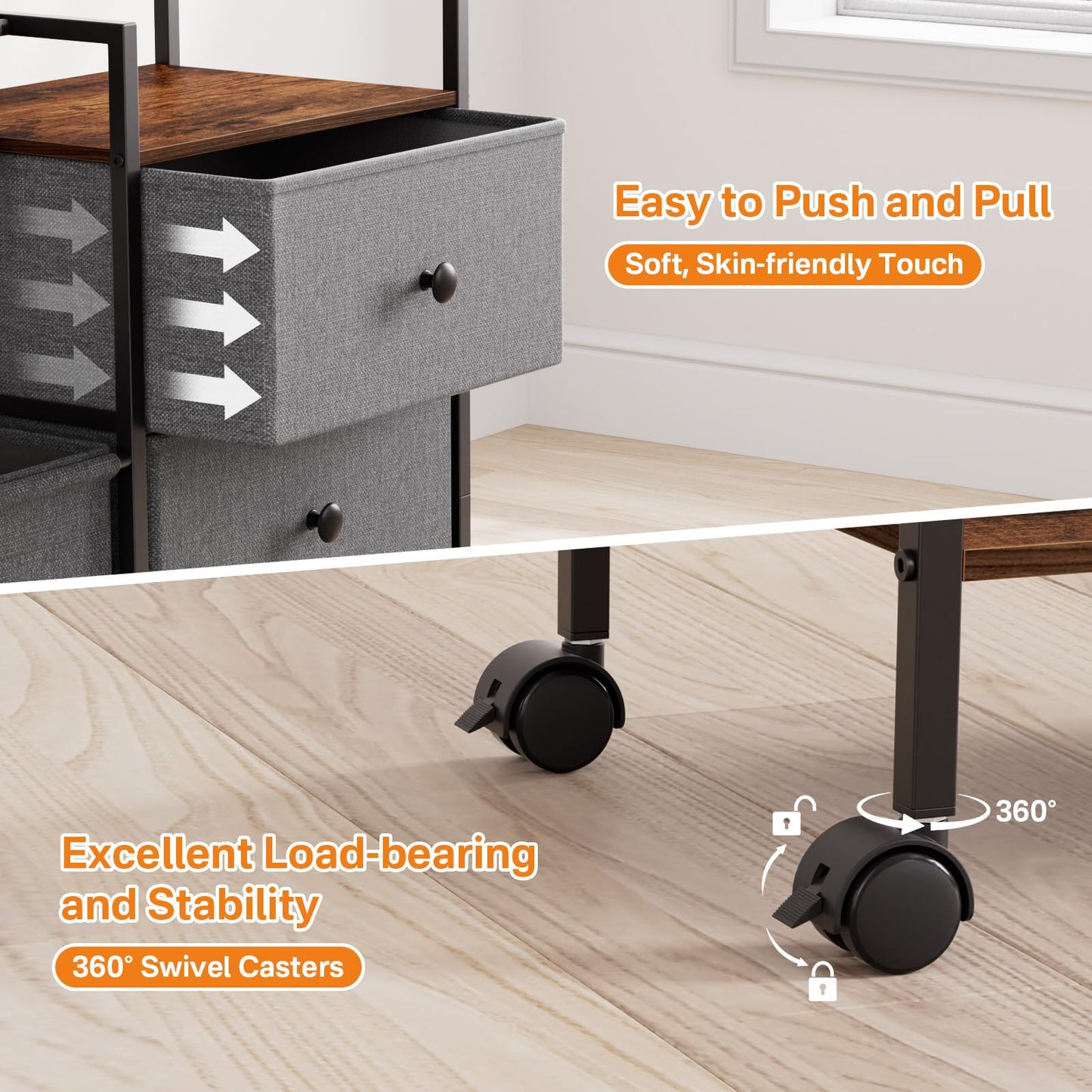 Modanais Baby Diaper Caddy Organizer And Storage - 3 Tier Rolling Cart With Dividers And Drawers, Easy To Assemble, Mobile Utili