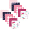 Hudson Baby Unisex Baby Flannel Cotton Washcloths, Butterfly Floral 12 Pack, One Size