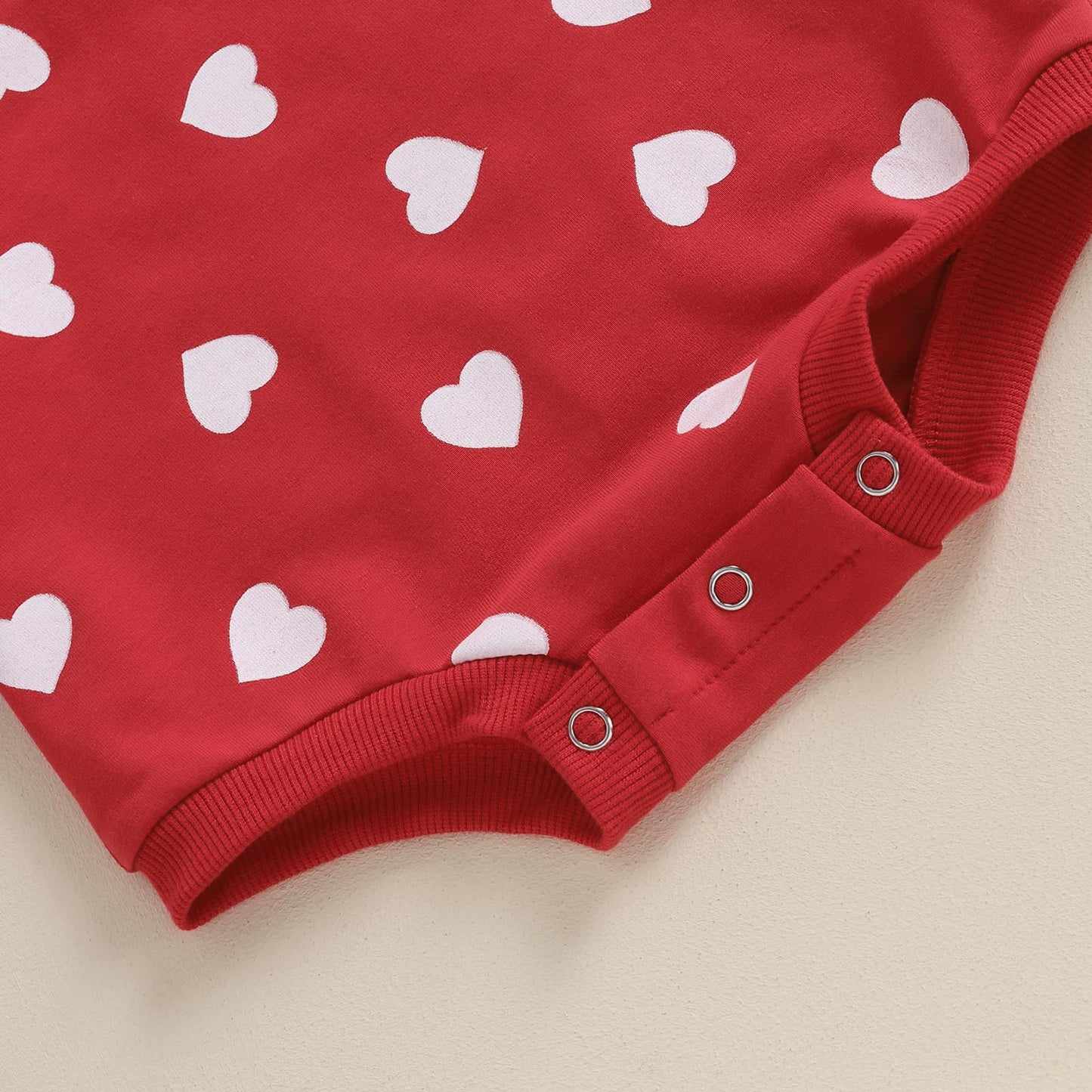 Engofs Newborn Baby Girl Valentines Day Outfit Hearts Sweatshirt Romper Headband Fall Winter Clothes Red 12-18 Months