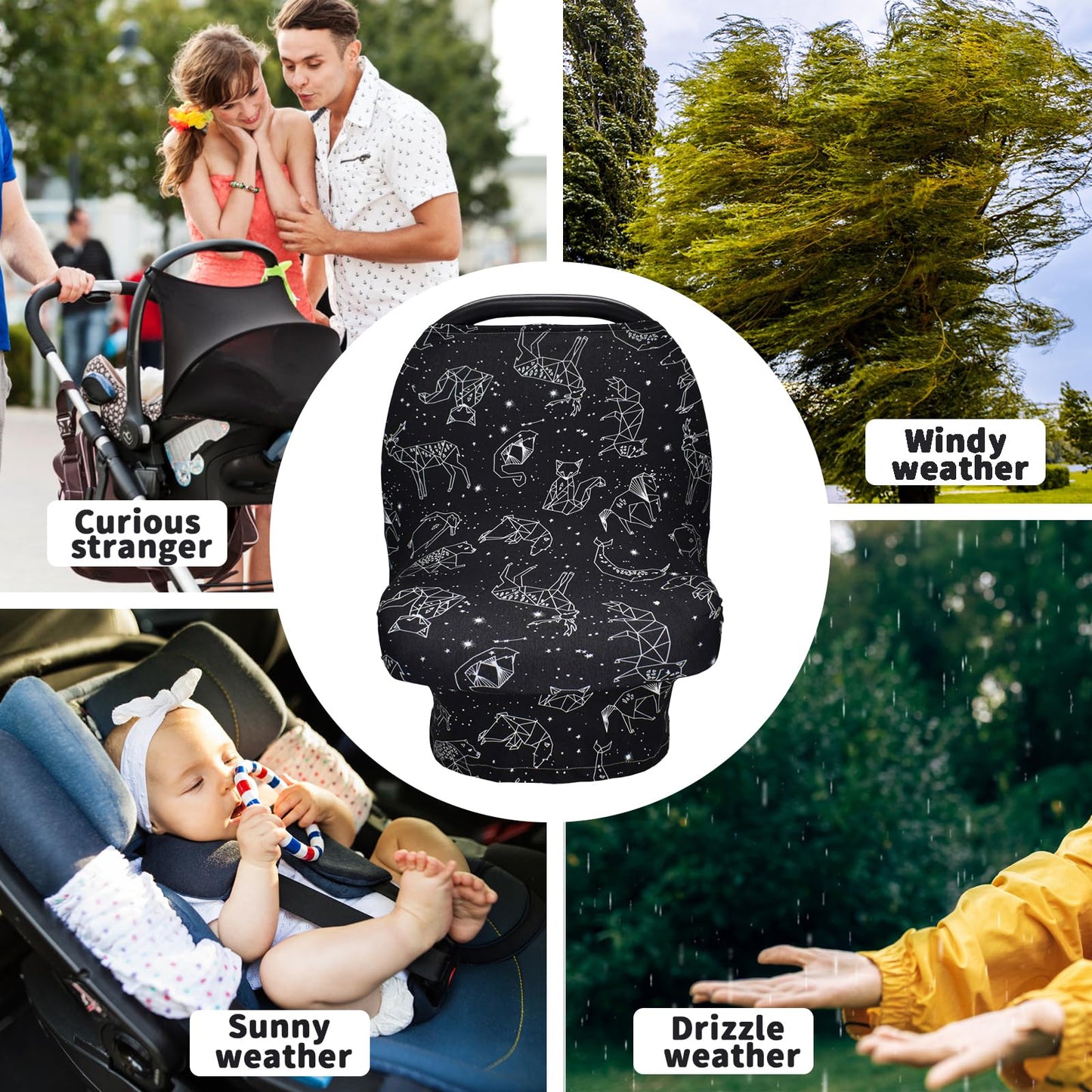 Rquite Baby Car Seat Cover, Carseat Cover Girls Boy, Stretchy Infant Car Seat Cover, Breathable Baby Carrier Cover, Soft Car Sea