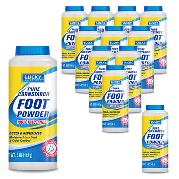 Lucky Super Soft Cornstarch Foot Powder, Talc-Free, Moisture Absorbing Odor Fighting Formula, Natural Protection Against Chafing