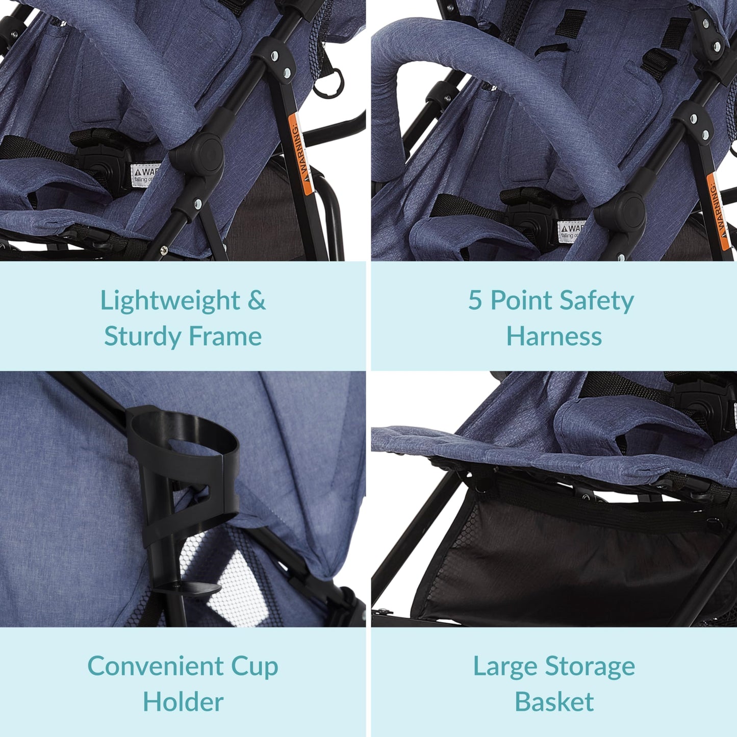 Dream On Me Vista Moonwalk Baby Stroller In Blue, Lightweight Infant Stroller With Compact Fold, Multi-Position Recline Umbrella